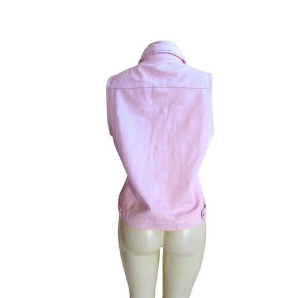 New w Tags, Christine Alexander Pink Cotton Vest w Swarovski Crystals Large - Picture 5 of 7